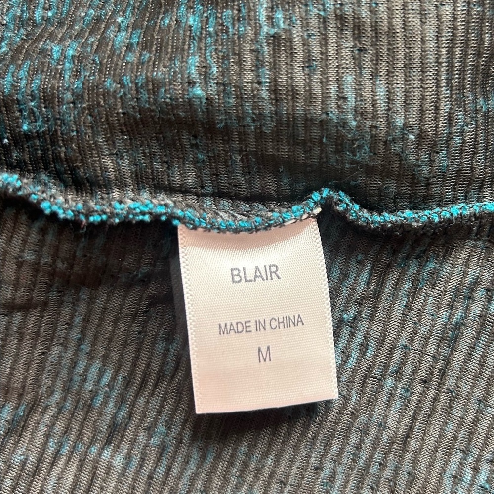 EUC Blair Teal Black Midi Dress Paisley Damask sz M crew neck fit & flair moody - Picture 10 of 11